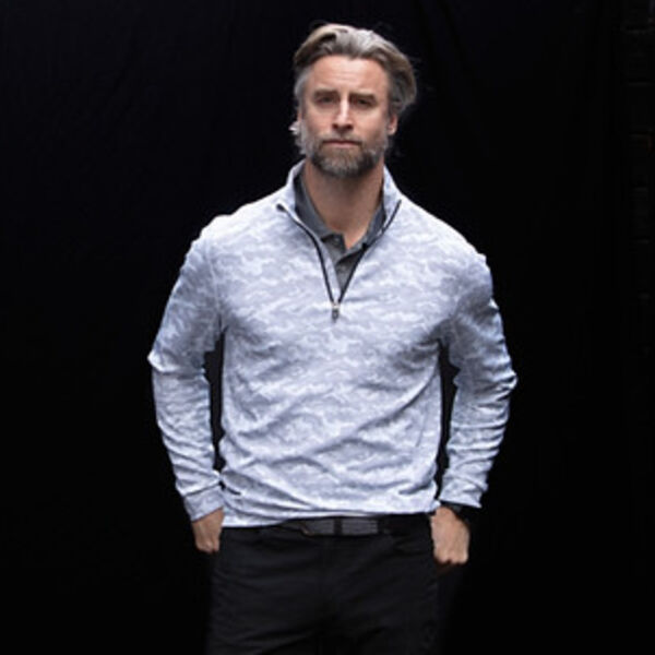 Cutter & Buck Traverse Camo Print Stretch Quarter Zip Mens Pullover Thumbnail